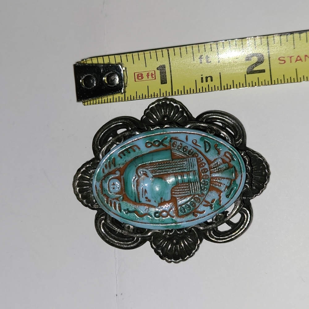 Vintage Neiger Bros Egyptian Revival Cameo Brooch Pin Czech Glass Antique EUC - Picture 5 of 7